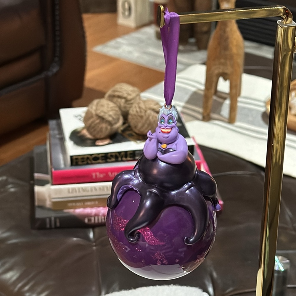 DISNEY Store, RARE Ursula Purple Glass Ball Sketchbook Ornament, PRISTINE - Picture 3 of 17
